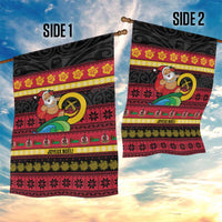 Vanuatu Christmas Garden Flag Joyeux Noel Surfing Santa With Boar Tusk - Polynesian Pride