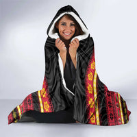 Vanuatu Christmas Hooded Blanket Joyeux Noel Surfing Santa With Boar Tusk - Polynesian Pride