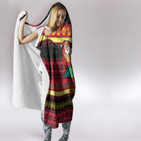 Vanuatu Christmas Hooded Blanket Joyeux Noel Surfing Santa With Boar Tusk - Polynesian Pride