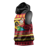 Vanuatu Christmas Sleeveless Hoodie Joyeux Noel Surfing Santa With Boar Tusk - Polynesian Pride