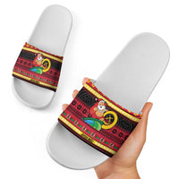 Vanuatu Christmas Slide Sandals Joyeux Noel Surfing Santa With Boar Tusk - Polynesian Pride