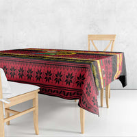 Vanuatu Christmas Tablecloth Joyeux Noel Surfing Santa With Boar Tusk - Polynesian Pride