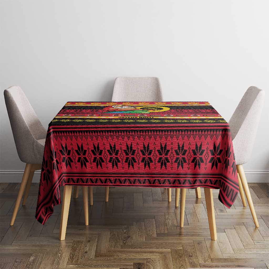 Vanuatu Christmas Tablecloth Joyeux Noel Surfing Santa With Boar Tusk - Polynesian Pride