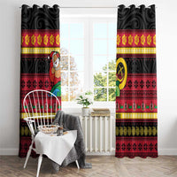 Vanuatu Christmas Window Curtain Joyeux Noel Surfing Santa With Boar Tusk - Polynesian Pride