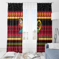 Vanuatu Christmas Window Curtain Joyeux Noel Surfing Santa With Boar Tusk - Polynesian Pride