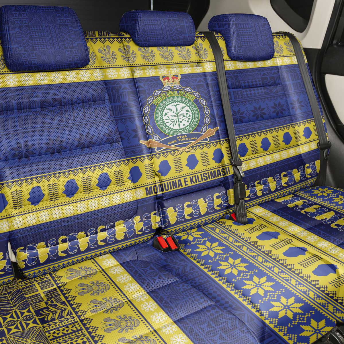 Niue Christmas Back Car Seat Cover Monuina e Kilisimasi Hiapo Motifs - Polynesian Pride