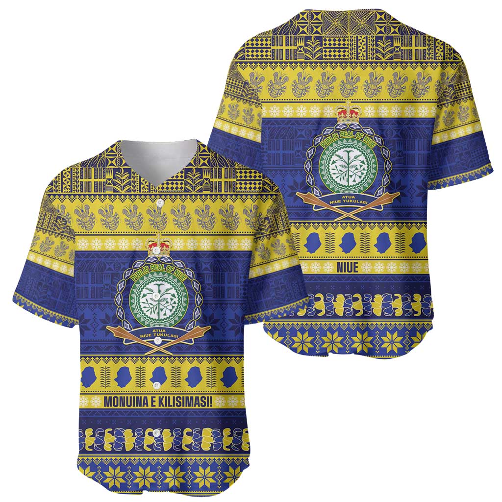 Niue Christmas Baseball Jersey Monuina e Kilisimasi Hiapo Motifs - Polynesian Pride