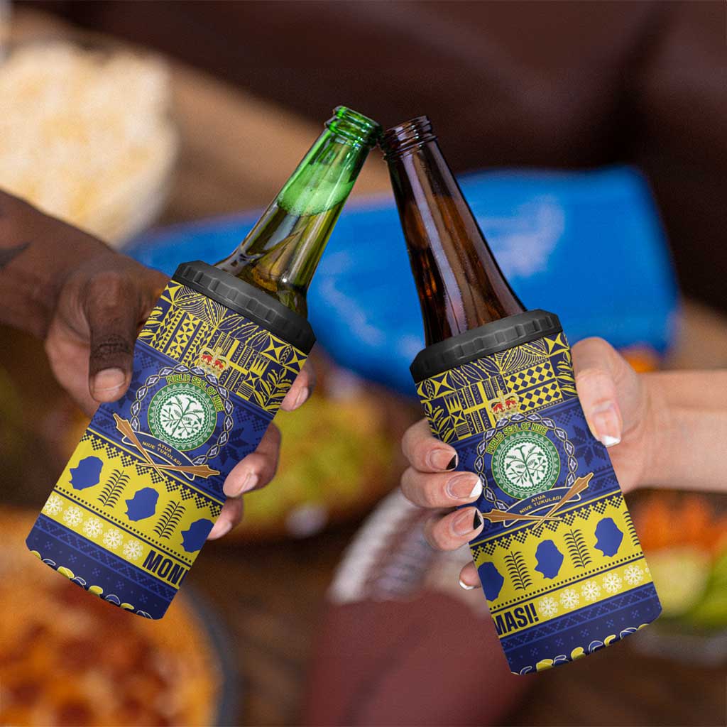 Niue Christmas 4 in 1 Can Cooler Tumbler Monuina e Kilisimasi Hiapo Motifs - Polynesian Pride