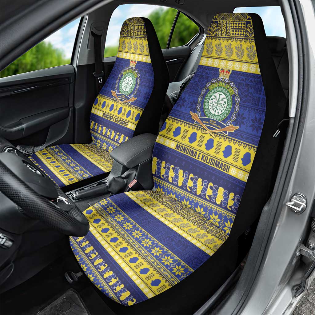 Niue Christmas Car Seat Cover Monuina e Kilisimasi Hiapo Motifs - Polynesian Pride