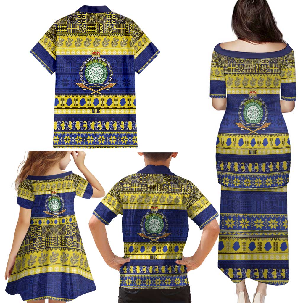 Niue Christmas Family Matching Puletasi and Hawaiian Shirt Monuina e Kilisimasi Hiapo Motifs - Polynesian Pride
