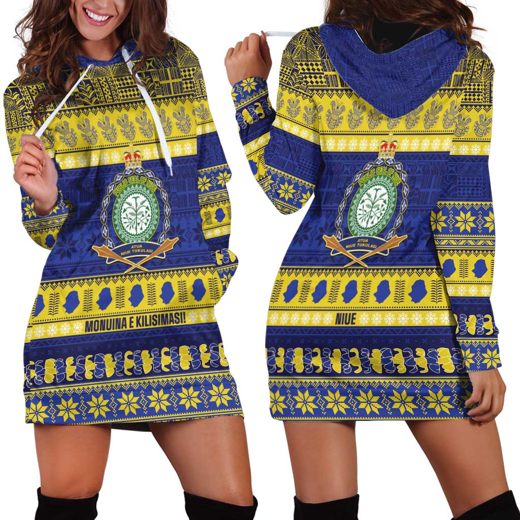 Niue Christmas Hoodie Dress Monuina e Kilisimasi Hiapo Motifs - Polynesian Pride