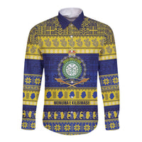 Niue Christmas Long Sleeve Button Shirt Monuina e Kilisimasi Hiapo Motifs LT14 Unisex Blue - Polynesian Pride