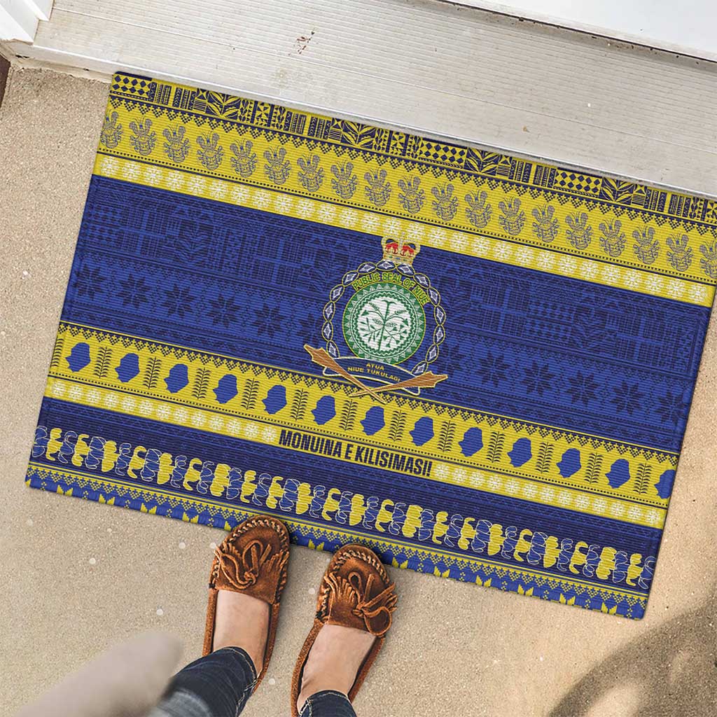 Niue Christmas Rubber Doormat Monuina e Kilisimasi Hiapo Motifs LT14 - Polynesian Pride
