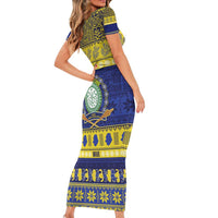 Niue Christmas Short Sleeve Bodycon Dress Monuina e Kilisimasi Hiapo Motifs - Polynesian Pride