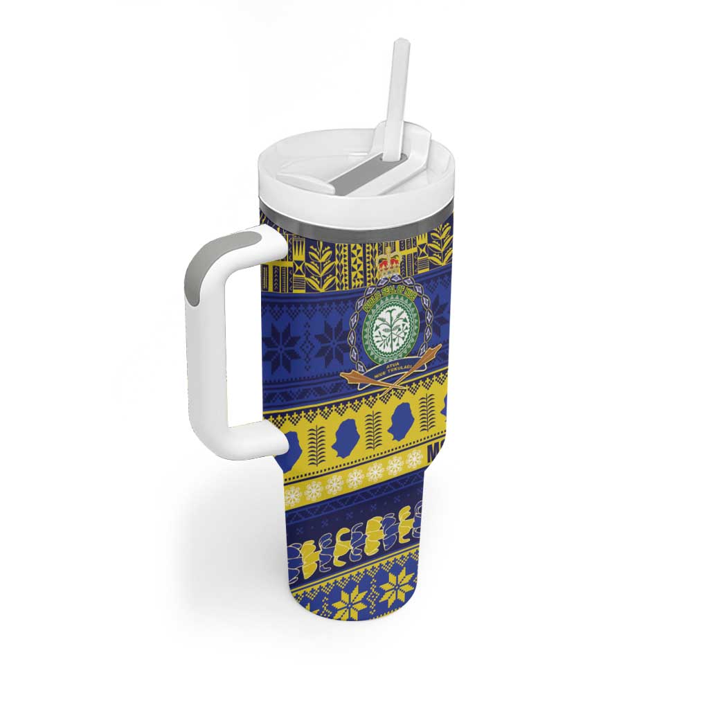 Niue Christmas Tumbler With Handle Monuina e Kilisimasi Hiapo Motifs - Polynesian Pride