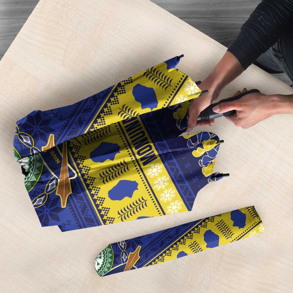 Niue Christmas Umbrella Monuina e Kilisimasi Hiapo Motifs - Polynesian Pride