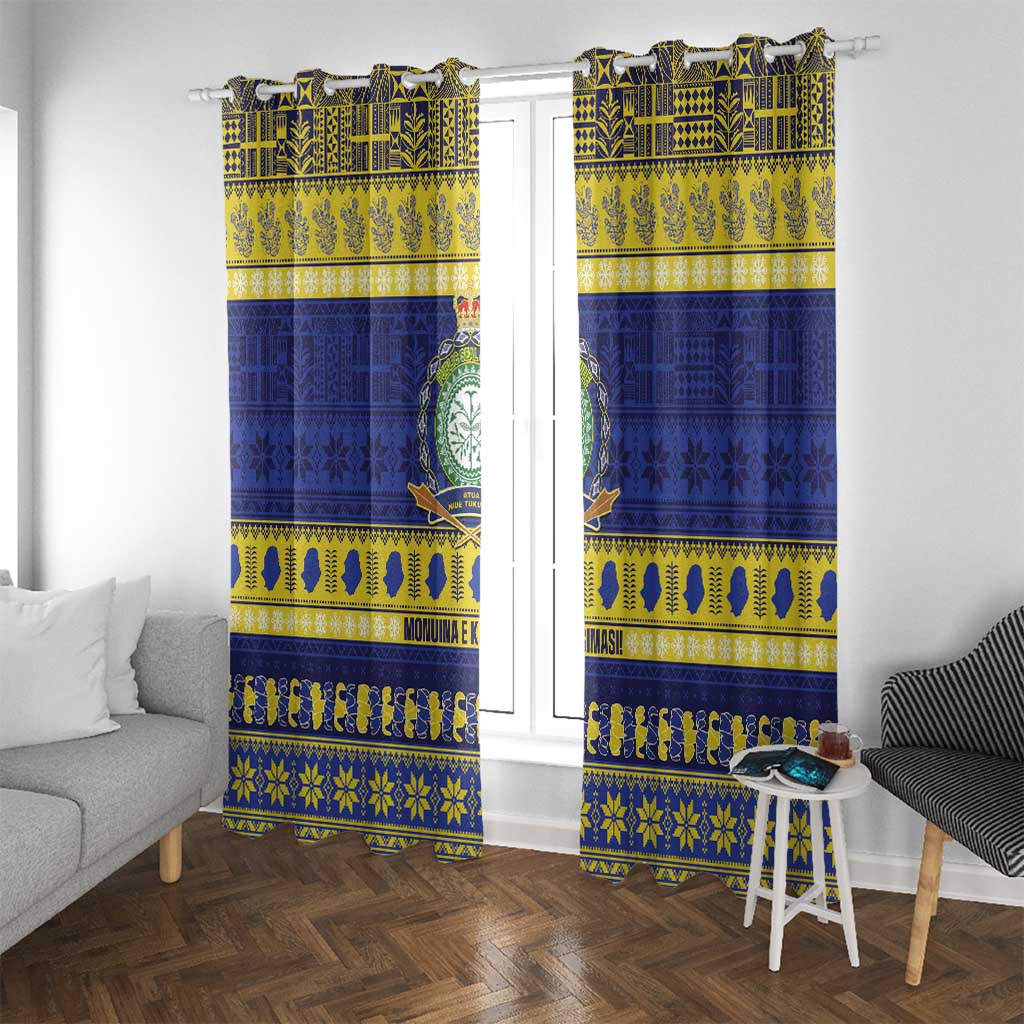Niue Christmas Window Curtain Monuina e Kilisimasi Hiapo Motifs - Polynesian Pride