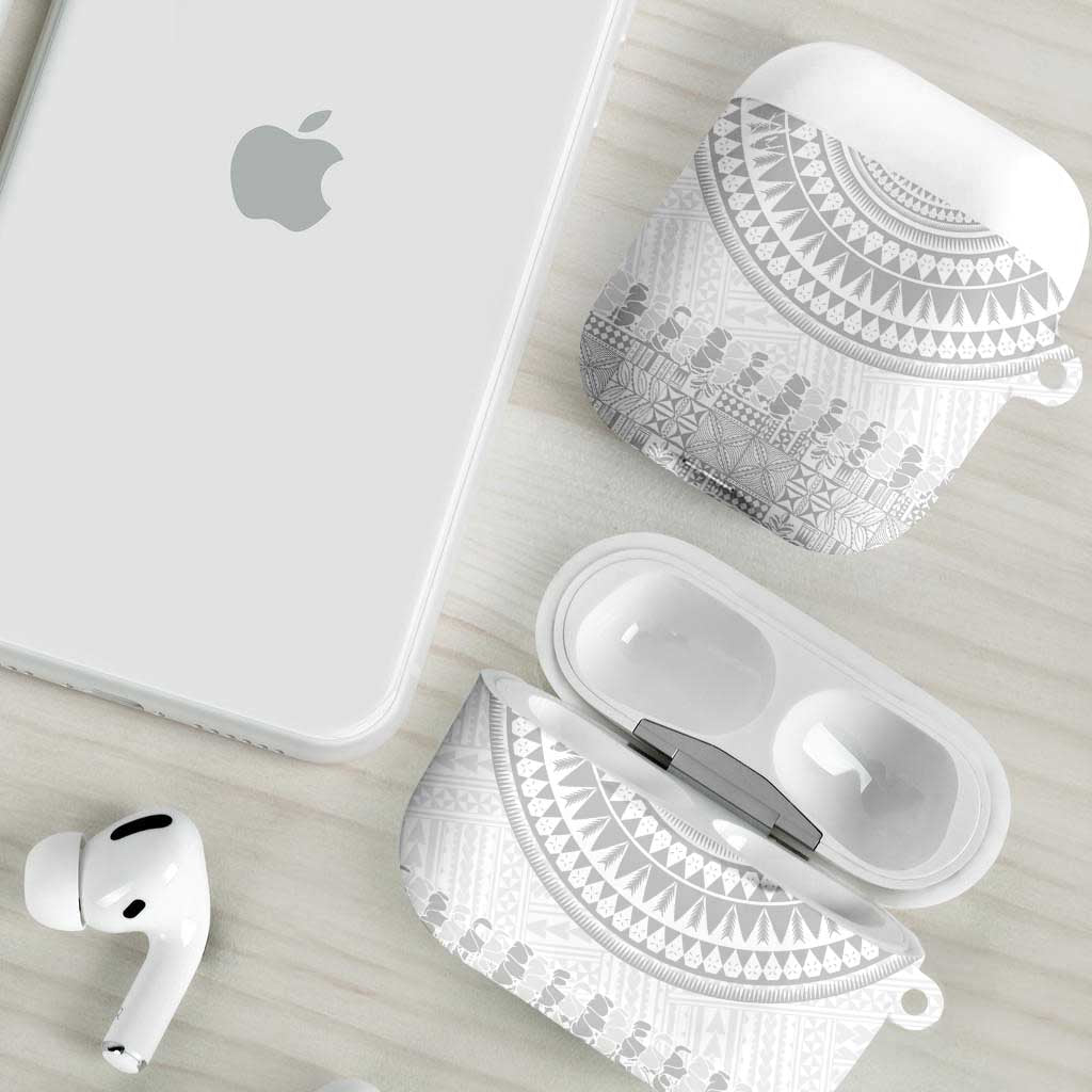 Niue White Sunday AirPods Case Tapu Fanau Ia Puakenikeni Hiapo Pattern - Polynesian Pride