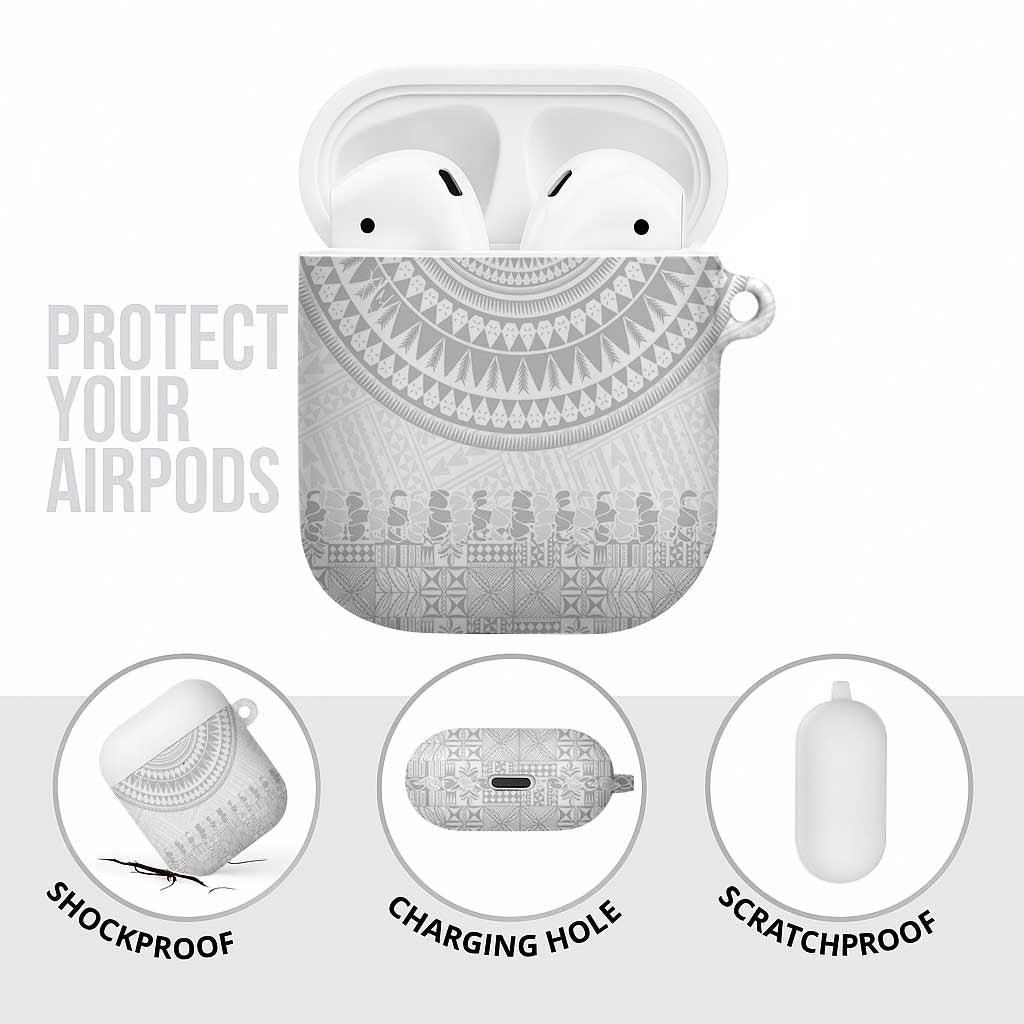 Niue White Sunday AirPods Case Tapu Fanau Ia Puakenikeni Hiapo Pattern - Polynesian Pride