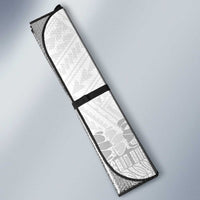 Niue White Sunday Auto Sun Shade Tapu Fanau Ia Puakenikeni Hiapo Pattern - Polynesian Pride