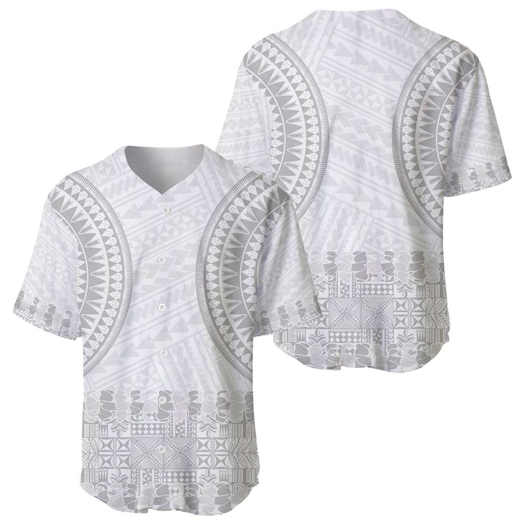 Niue White Sunday Baseball Jersey Tapu Fanau Ia Puakenikeni Hiapo Pattern - Polynesian Pride