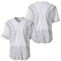 Niue White Sunday Baseball Jersey Tapu Fanau Ia Puakenikeni Hiapo Pattern - Polynesian Pride