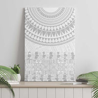 Niue White Sunday Canvas Wall Art Tapu Fanau Ia Puakenikeni Hiapo Pattern - Polynesian Pride