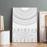 Niue White Sunday Canvas Wall Art Tapu Fanau Ia Puakenikeni Hiapo Pattern - Polynesian Pride