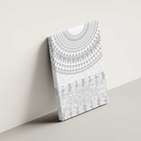 Niue White Sunday Canvas Wall Art Tapu Fanau Ia Puakenikeni Hiapo Pattern - Polynesian Pride