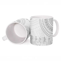 Niue White Sunday Ceramic Mug Tapu Fanau Ia Puakenikeni Hiapo Pattern - Polynesian Pride