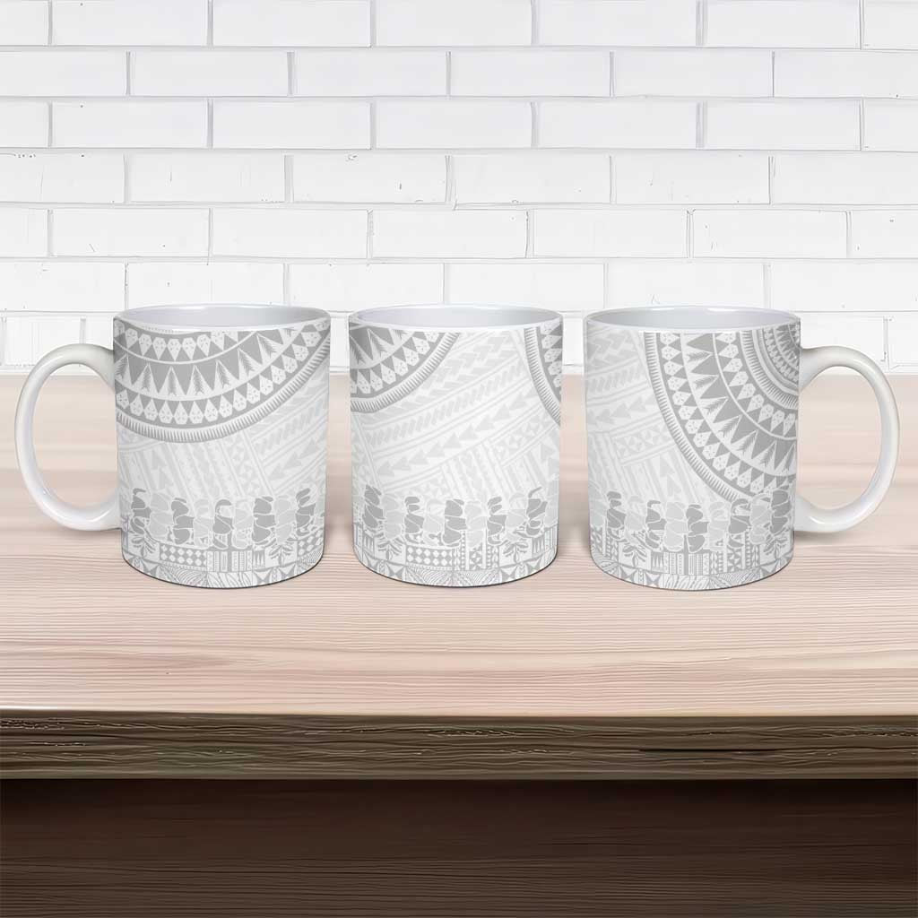 Niue White Sunday Ceramic Mug Tapu Fanau Ia Puakenikeni Hiapo Pattern - Polynesian Pride