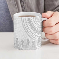 Niue White Sunday Ceramic Mug Tapu Fanau Ia Puakenikeni Hiapo Pattern - Polynesian Pride