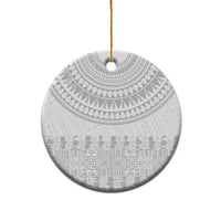 Niue White Sunday Ceramic Ornament Tapu Fanau Ia Puakenikeni Hiapo Pattern - Polynesian Pride