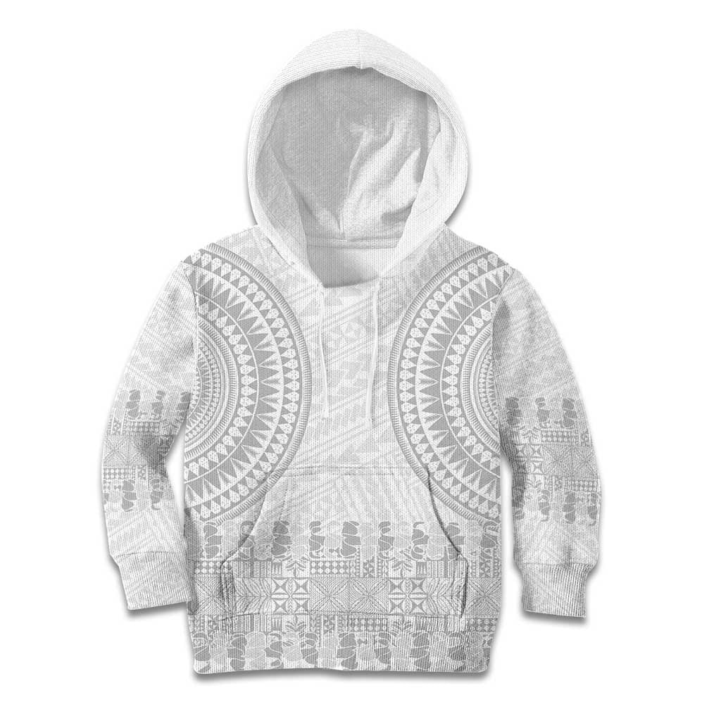 Niue White Sunday Kid Hoodie Tapu Fanau Ia Puakenikeni Hiapo Pattern - Polynesian Pride