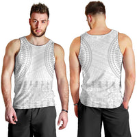 Niue White Sunday Men Tank Top Tapu Fanau Ia Puakenikeni Hiapo Pattern - Polynesian Pride