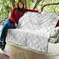 Niue White Sunday Quilt Tapu Fanau Ia Puakenikeni Hiapo Pattern - Polynesian Pride