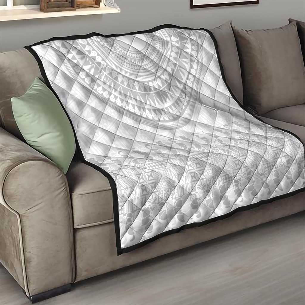 Niue White Sunday Quilt Tapu Fanau Ia Puakenikeni Hiapo Pattern - Polynesian Pride