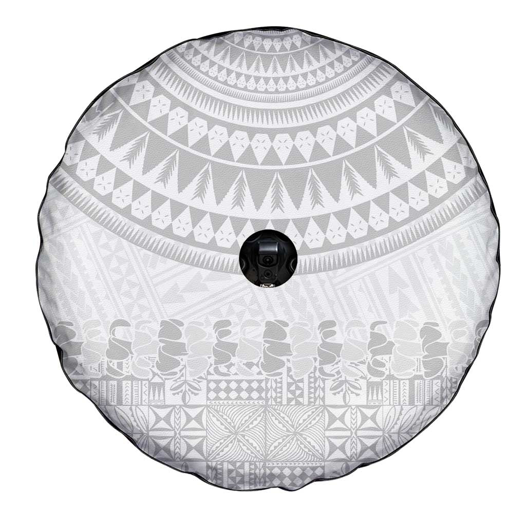 Niue White Sunday Spare Tire Cover Tapu Fanau Ia Puakenikeni Hiapo Pattern - Polynesian Pride