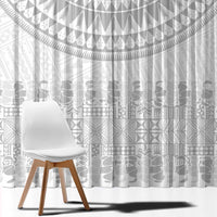 Niue White Sunday Window Curtain Tapu Fanau Ia Puakenikeni Hiapo Pattern - Polynesian Pride