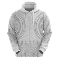 Niue White Sunday Zip Hoodie Tapu Fanau Ia Puakenikeni Hiapo Pattern - Polynesian Pride