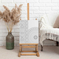 Niue White Sunday Canvas Wall Art Half Hiapo Pattern Vibes - Polynesian Pride
