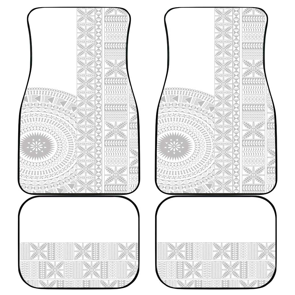 Niue White Sunday Car Mats Half Hiapo Pattern Vibes - Polynesian Pride