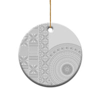 Niue White Sunday Ceramic Ornament Half Hiapo Pattern Vibes - Polynesian Pride