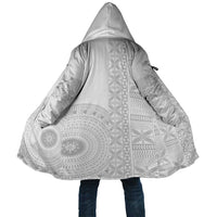 Niue White Sunday Cloak Half Hiapo Pattern Vibes - Polynesian Pride