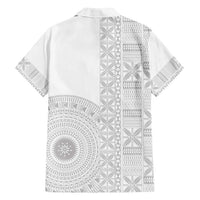Niue White Sunday Family Matching Long Sleeve Bodycon Dress and Hawaiian Shirt Half Hiapo Pattern Vibes - Polynesian Pride