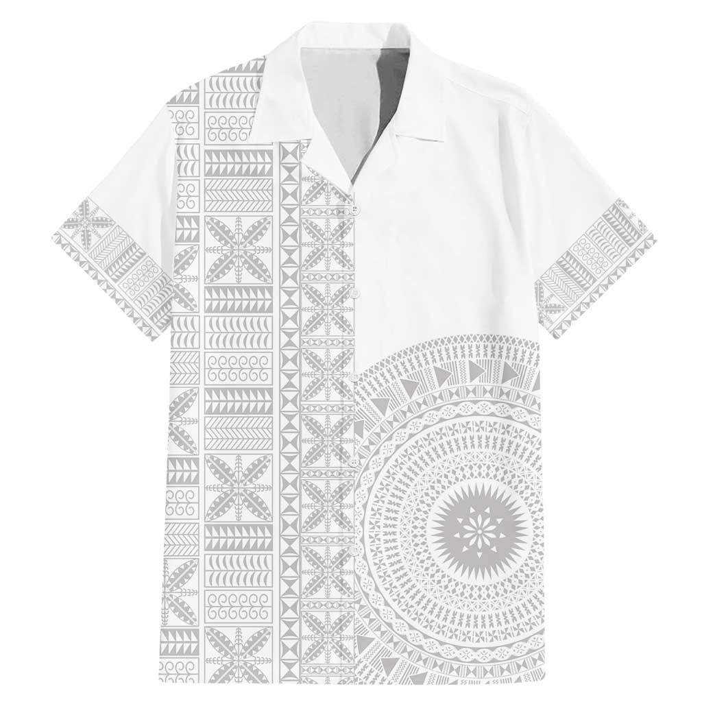 Niue White Sunday Family Matching Mermaid Dress and Hawaiian Shirt Half Hiapo Pattern Vibes - Polynesian Pride