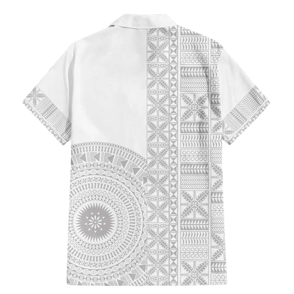 Niue White Sunday Family Matching Mermaid Dress and Hawaiian Shirt Half Hiapo Pattern Vibes - Polynesian Pride