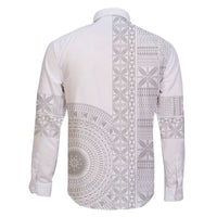 Niue White Sunday Family Matching Off The Shoulder Long Sleeve Dress and Hawaiian Shirt Half Hiapo Pattern Vibes - Polynesian Pride