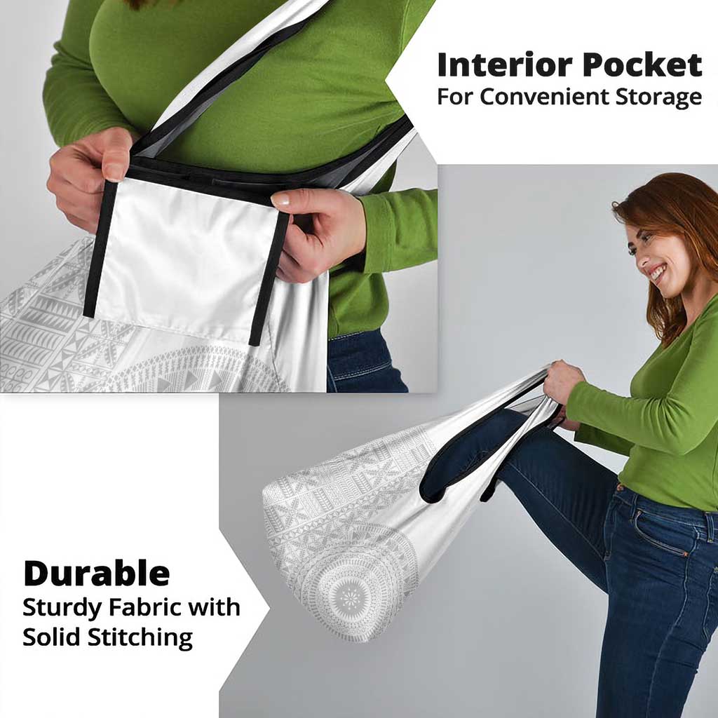 Niue White Sunday Grocery Bag Half Hiapo Pattern Vibes - Polynesian Pride