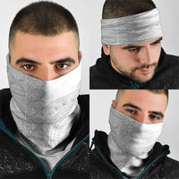 Niue White Sunday Neck Gaiter Half Hiapo Pattern Vibes - Polynesian Pride